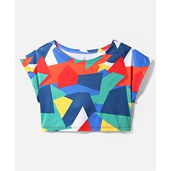 Pine Active Half Sleeves Super Stretch Crop Top & Inner T-Shirt - Blue & Black