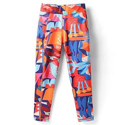 Pine Active Full Length Super Stretch Leggings with Abstract Print - Navy Blue