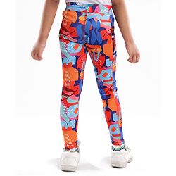 Pine Active Full Length Super Stretch Leggings with Abstract Print - Navy Blue