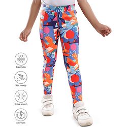 Pine Active Full Length Super Stretch Leggings with Abstract Print - Navy Blue