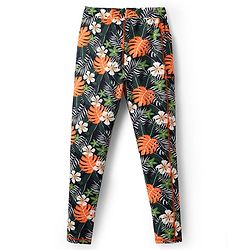 Pine Active Full Length Super Stretch Leggings with Floral Print  - Black & Dark Green
