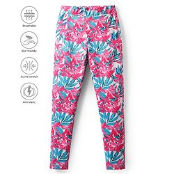 Pine Active Full Length Super Stretch Leggings with Floral Print  - Pink