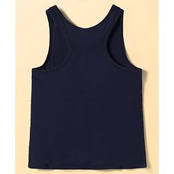Pine Active Knit Half Sleeves Super Stretch Printed Crop Top with Vest - Navy Blue