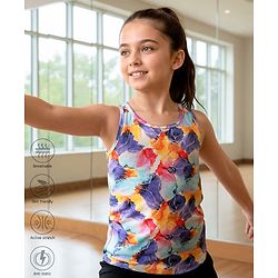 Pine Active Knit Sleeveless Tank T-Shirt With Floral Print - Multicolor