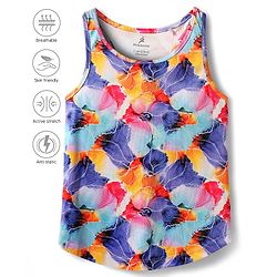 Pine Active Knit Sleeveless Tank T-Shirt With Floral Print - Multicolor
