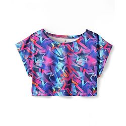 Pine Active Knit Half Sleeves Super Stretch Printed Crop Top with Vest - Multicolor