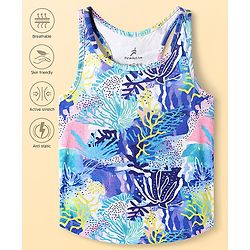 Pine Active Sleeveless T-Shirt with Abstract Print - Blue & Pink