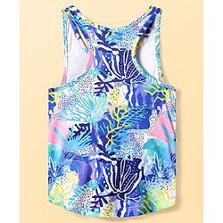 Pine Active Sleeveless T-Shirt with Abstract Print - Blue & Pink