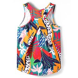 Pine Active Knit Sleeveless T-Shirt with Tropical Theme Print - Multicolor