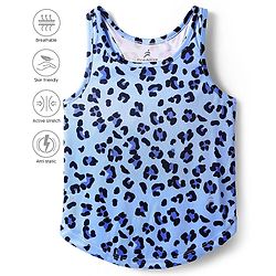 Pine Active Knit Sleeveless T-Shirt with Leaped Print - Light Blue