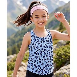 Pine Active Knit Sleeveless T-Shirt with Leaped Print - Light Blue
