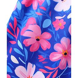 Pine Active Knit Half Sleeves T-Shirt with Floral Print - Blue