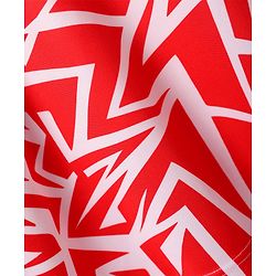 Pine Active Knit Half Sleeves T-Shirt With Abstract Print - Red & White