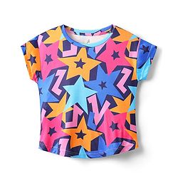 Pine Active Half Sleeves Abstract Printed T-Shirt - Pink & Orange