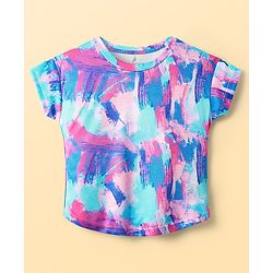 Pine Active Knit Half Sleeves Printed T-Shirt - Blue