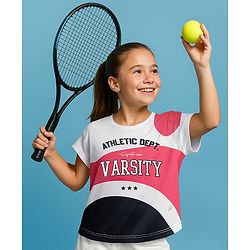 Pine Active Knit Half Sleeves T-Shirt With Text Print - White