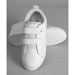 Pine Kids School Shoes with Velcro Closure - White