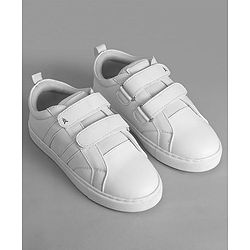 Pine Kids School Shoes with Velcro Closure - White