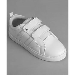Pine Kids School Shoes with Velcro Closure - White
