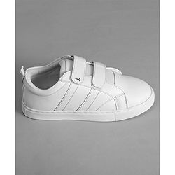 Pine Kids School Shoes with Velcro Closure - White