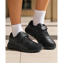 Pine Kids School Shoes with Velcro Closure - Black