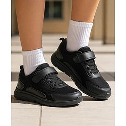 Pine Kids School Shoes with Velcro Closure - Black