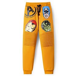Pine Kids Marvel Terry Knit Full Length Track Pant with Avengers Graphics - Yellow