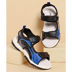 Pine Kids Sandals with Velcro Closure & Text Print - Black