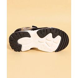 Pine Kids Sandals with Velcro Closure & Text Print - Black
