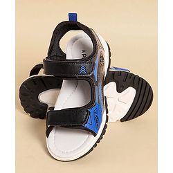 Pine Kids Sandals with Velcro Closure & Text Print - Black