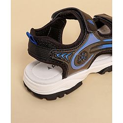 Pine Kids Sandals with Velcro Closure & Text Print - Black