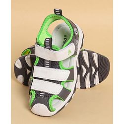 Pine Kids Sandals with Velcro Closure & Colour Block Design - Grey