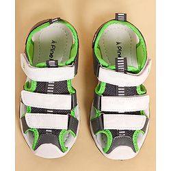 Pine Kids Sandals with Velcro Closure & Colour Block Design - Grey