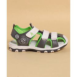 Pine Kids Sandals with Velcro Closure & Colour Block Design - Grey
