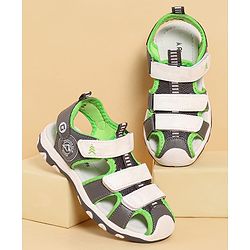 Pine Kids Sandals with Velcro Closure & Colour Block Design - Grey
