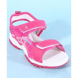 Pine Kids Sandals with Velcro Closure & Football Print - Fuchsia