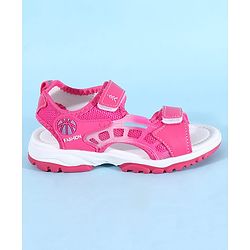 Pine Kids Sandals with Velcro Closure & Football Print - Fuchsia