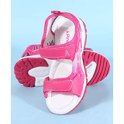 Pine Kids Sandals with Velcro Closure & Football Print - Fuchsia