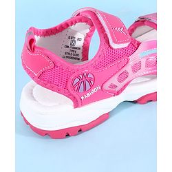 Pine Kids Sandals with Velcro Closure & Football Print - Fuchsia