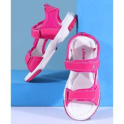 Pine Kids Sandals with Velcro Closure & Football Print - Fuchsia