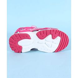 Pine Kids Sandals with Velcro Closure & Football Print - Fuchsia