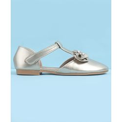 Pine Kids Velcro Closure Ballerina with Bow Applique - Gold