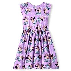 Pine Kids Disney Single Jersey Knit Sleeveless Frock With Minnie Mouse Print -Lavender