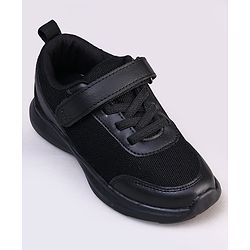 Pine Kids Velcro Closure Solid Color School Shoes - Black
