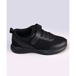 Pine Kids Velcro Closure Solid Color School Shoes - Black