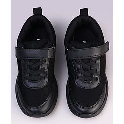 Pine Kids Velcro Closure Solid Color School Shoes - Black
