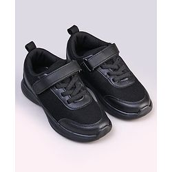 Pine Kids Velcro Closure Solid Color School Shoes - Black