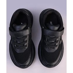 Pine Kids Velcro Closure Striped School Shoes - Black