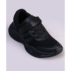 Pine Kids Velcro Closure Striped School Shoes - Black