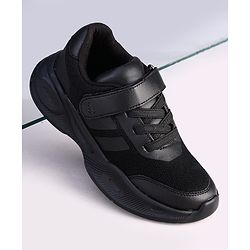 Pine Kids Velcro Closure Striped School Shoes - Black